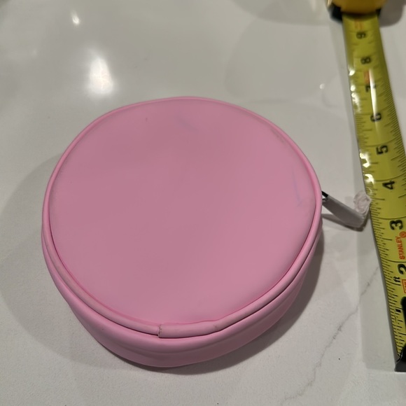 Authentic Christian Dior RARE Round Baby Pink Logo Make Up Bag or Coin Purse - Picture 2 of 3